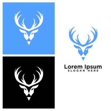 Geyik başlı modern çizgi sanat logosu tasarımı