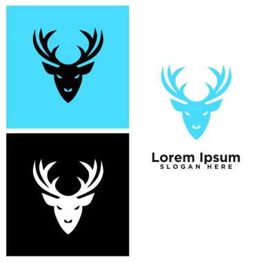 Geyik başlı modern çizgi sanat logosu tasarımı