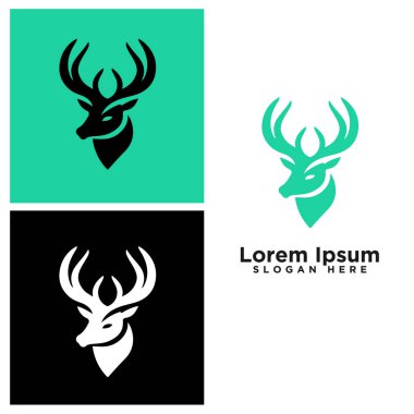 Geyik başlı modern çizgi sanat logosu tasarımı