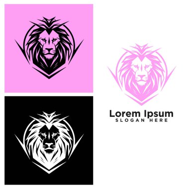 Aslan başlı modern çizgi sanat logosu tasarımı