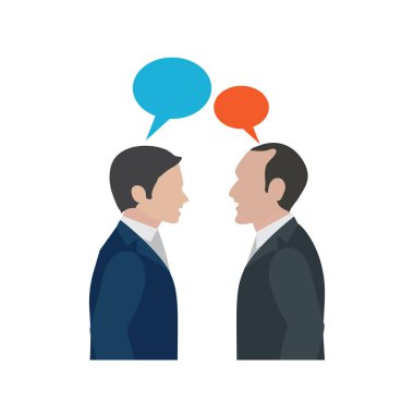 Vektör işadamı beyaz arka planda konuşuyor