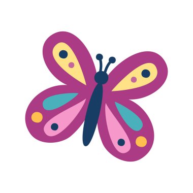 Beyaz arkaplanda düz kelebek çizimi