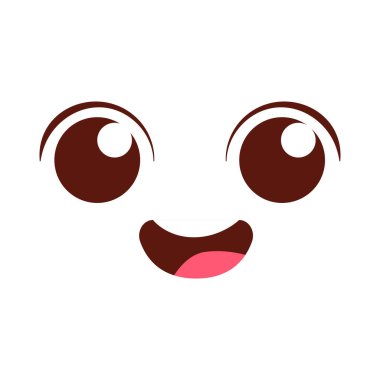 Vektör eli çizilmiş düz tasarım kawaii yüzü