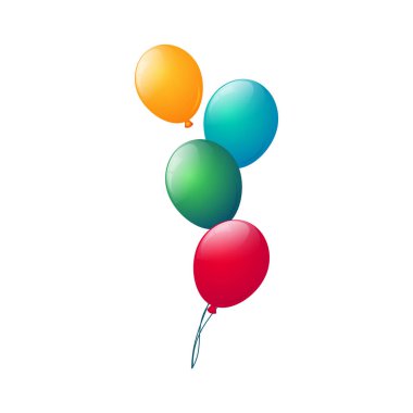 Beyaz arkaplanda izole edilmiş gerçekçi renkli balon kümesi