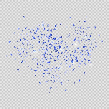 Mavi konfetiyle şeffaf arkaplan