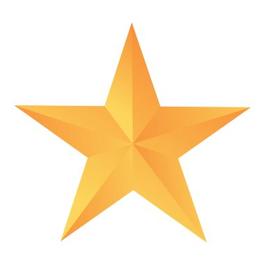 Beyaz arkaplanda beş köşeli vektör altın yıldızı