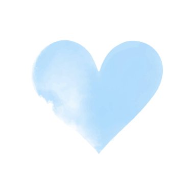 Vektör suluboya mavi kalp şekli el boyaması izole edilmiş.