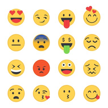 Beyaz arkaplanda vektör karışık emoji seti