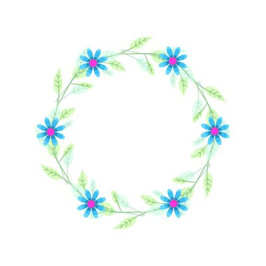 Beyaz arkaplana vektör eli çizilmiş çiçek çelengi