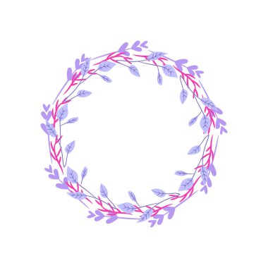 Beyaz arkaplana vektör eli çizilmiş çiçek çelengi