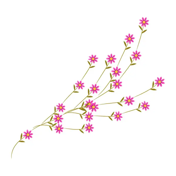 Fleurs Sauvages Vectorielles Réalistes Sur Fond Blanc — Image vectorielle