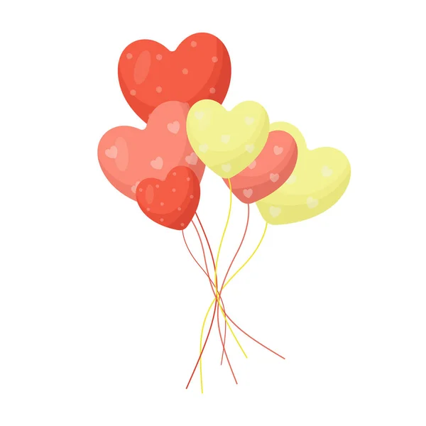 Vector Heart Shaped Balloons Isolated Icon — Stock Vector
