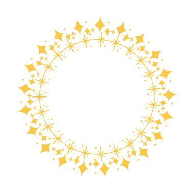 Vektör yıldız çerçevesi. Yıldızların etrafında yıldız tozu ile daire şeklinde şekiller