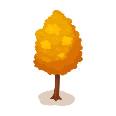 Vektör çizgi film sonbahar ağaçları ve çalılar sarı orman bitkileri