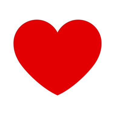 Vektör kırmızı kalp tasarımı simgesi düz vektör çizimi