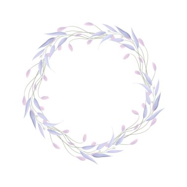 Vektör el beyaz üzerine çiçek çelengi çizimi