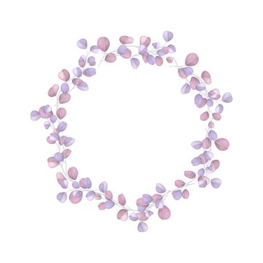 Beyaz arkaplanda izole edilmiş vektör yuvarlak botanik çerçeve