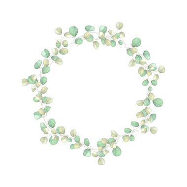 Beyaz arkaplanda izole edilmiş vektör yuvarlak botanik çerçeve