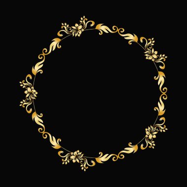 Altın çerçeveli vektör çiçek arkaplanı