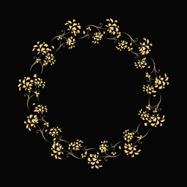 Altın çerçeveli vektör çiçek arkaplanı