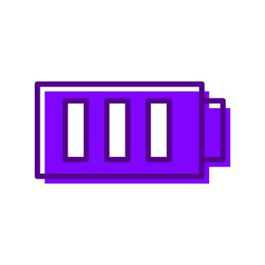 Komik güç seviyesi çizgi film vektör illüstrasyonunda vektör pil şarj simgesi