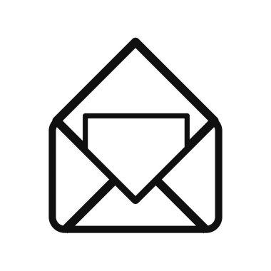 Beyaz arkaplan üzerinde izole edilmiş vektör posta sembolü satır simgesi gönderme işareti