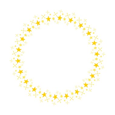 Beyaz üzerinde izole edilmiş yıldız şeklinden vektör altın daire çerçeve