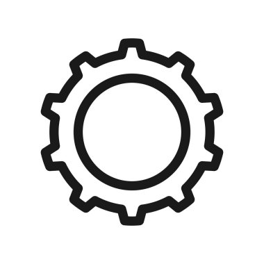 Beyaz arkaplanda vektör dişli düz simge çizimi