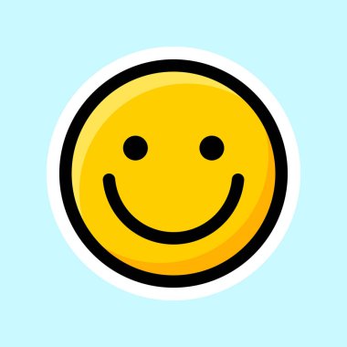 Siyah hatlı vektör illüstrasyonlu sarı emoji simgesi