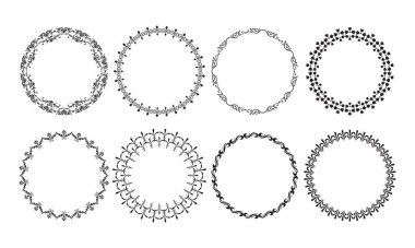 Vektör zarif yuvarlak çerçeve koleksiyonu kenarlığı