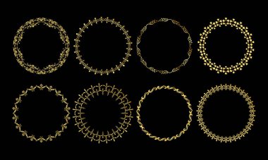 Siyah arkaplanda vektör vintage çerçeve koleksiyonu