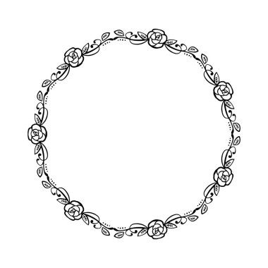 Beyaz arkaplanda 2 Vektör dekoratif çiçek yuvarlak ögesi