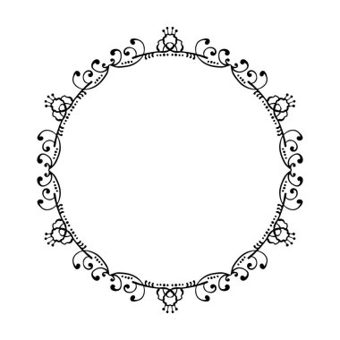 Beyaz arkaplanda vektör dekoratif çiçek yuvarlak ögesi