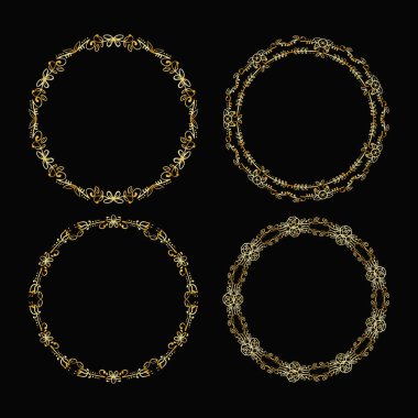Vektör el çizilmiş altın çerçeve koleksiyonu