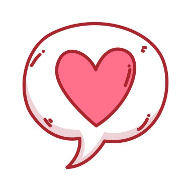 Aşk vektörü illüstrasyonunun kalp deklarasyonuyla vektör düşünce bulutu