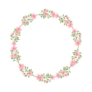 Vektör el beyaz arkaplana çiçek çelengi çerçevesi çizdi