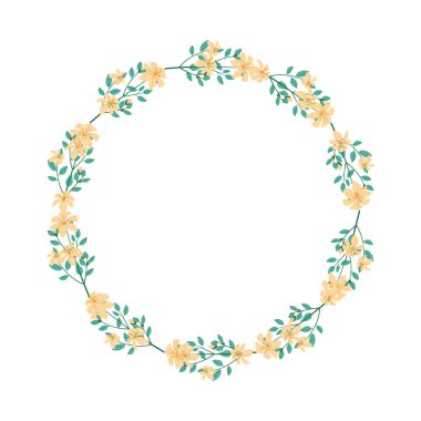 Vektör el beyaz arkaplana çiçek çelengi çerçevesi çizdi