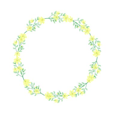 Vektör el beyaz arkaplana çiçek çelengi çerçevesi çizdi