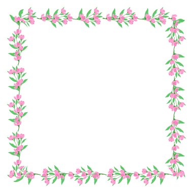 Vektör el beyaz arkaplana çiçek çelengi çerçevesi çizdi