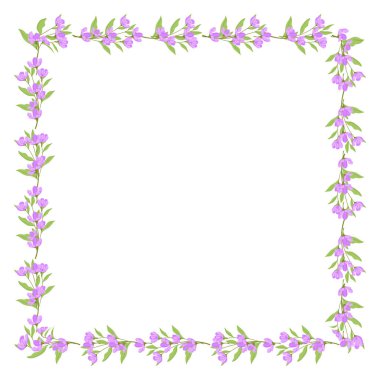 Vektör el beyaz arkaplana çiçek çelengi çerçevesi çizdi