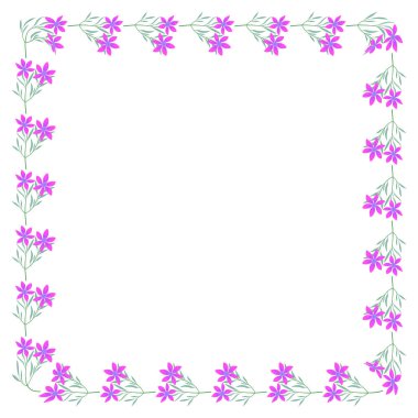 Vektör el beyaz arkaplana çiçek çelengi çerçevesi çizdi