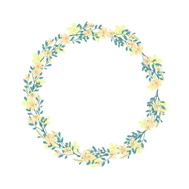 Vektör el beyaz arkaplana çiçek çelengi çerçevesi çizdi