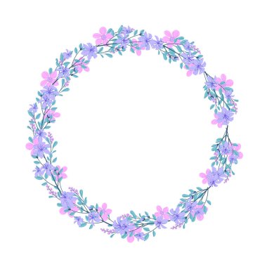 Vektör el beyaz arkaplana çiçek çelengi çerçevesi çizdi