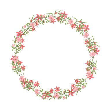 Vektör el beyaz arkaplana çiçek çelengi çerçevesi çizdi