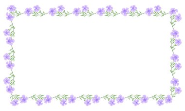 Beyaz arkaplana vektör eli çizilmiş çiçek çerçevesi