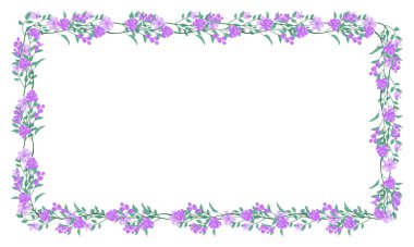 Beyaz arkaplana vektör eli çizilmiş çiçek çerçevesi