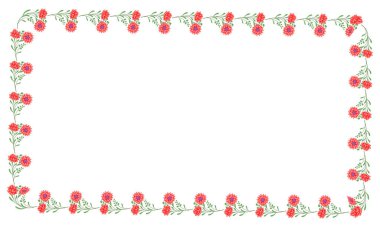 Beyaz arkaplana vektör eli çizilmiş çiçek çerçevesi