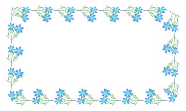 Beyaz arkaplana vektör eli çizilmiş çiçek çerçevesi