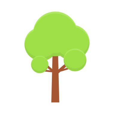 Beyaz arkaplanda vektör düz tasarım yeşil ağaç tipi