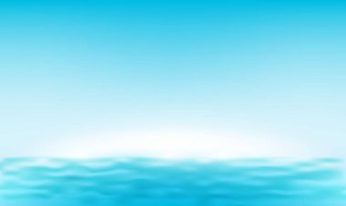 Okyanustaki vektör deniz suyu ve mavi gökyüzü arka planı